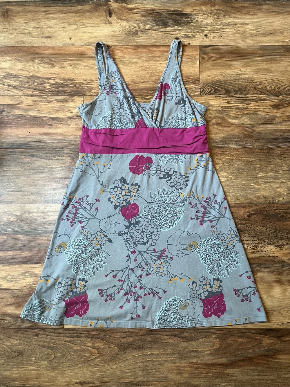 Patagonia Women's Margot Organic Cotton Blue Purple Floral Sun Tank Dress XL